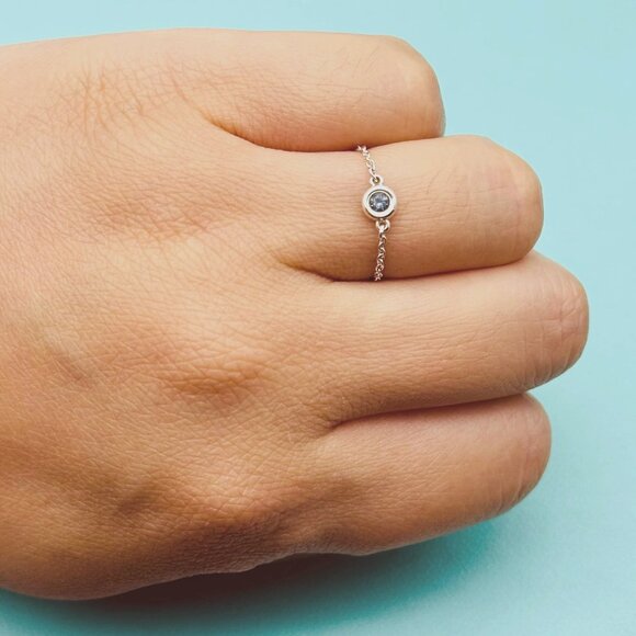 Tiffany & Co. SS Aquamarine CBTY Color by the Yard Ring Size 6 EUC - Picture 3 of 9